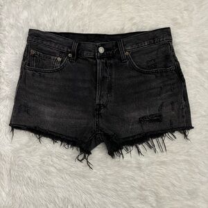 EUC Levi’s Capital ‘E’ Premium 501 High Waisted Distressed Denim Shorts!